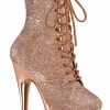 Pleaser ADORE-1020HM Rose Holo Metallic Chrome Boots Pole Shoes