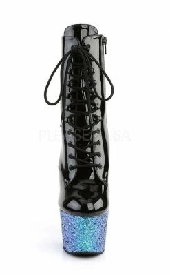 Pleaser ADORE-1020LG Black Blue Multi Glitter Ankle Boots Pole Shoes