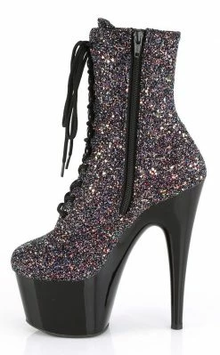 Pleaser ADORE-1020LG Purple Multi Glitter Ankle Boots Pole Shoes