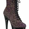 Pleaser ADORE-1020LG Purple Multi Glitter Ankle Boots Pole Shoes
