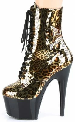 Pleaser Pole Shoes ADORE-1020LP Gold Metallic Leopard Ankle Boots