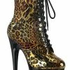 Pleaser Pole Shoes ADORE-1020LP Gold Metallic Leopard Ankle Boots