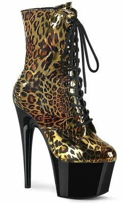 Pleaser Pole Shoes ADORE-1020LP Gold Metallic Leopard Ankle Boots