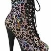 Pleaser ADORE-1020LP Light Pink Metallic Leopard Ankle Boots