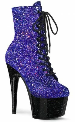 Pleaser ADORE-1020MG Blue Multi Glitter/Black Boots