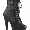 Pleaser ADORE-1020PK Black Matte Ankle Boots
