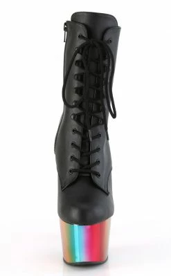 Pleaser ADORE-1020RC Black Matte Rainbow Chrome Boots Pole Shoes