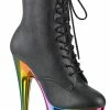 Pleaser ADORE-1020RC Black Matte Rainbow Chrome Boots Pole Shoes