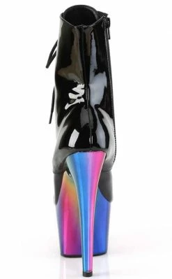 Pleaser ADORE-1020RC Black Patent Rainbow Chrome Boots 10 Pleaser ADORE-1020RC Black Patent Rainbow Chrome Boots