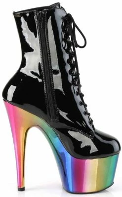 Pleaser ADORE-1020RC Black Patent Rainbow Chrome Boots 11 Pleaser ADORE-1020RC Black Patent Rainbow Chrome Boots