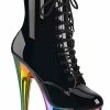 Pleaser ADORE-1020RC Black Patent Rainbow Chrome Boots 2 Pleaser ADORE-1020RC Black Patent Rainbow Chrome Boots