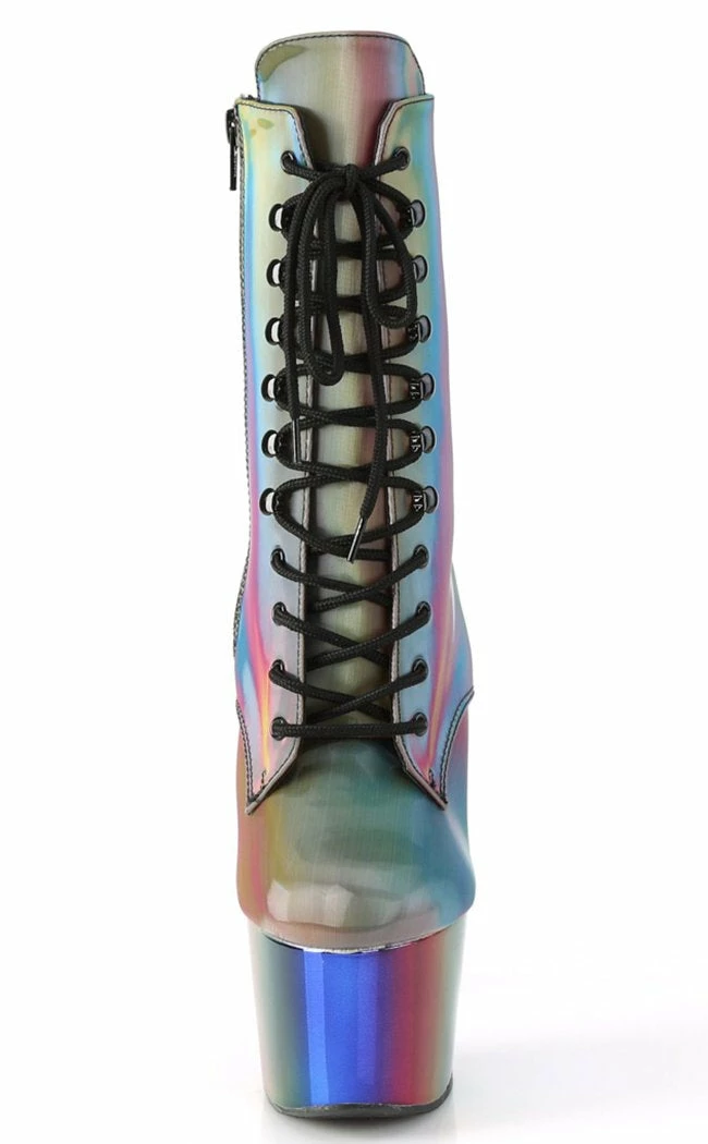 Pleaser Pole Shoes ADORE-1020RC-REFL Rainbow Chrome Ankle Boots 4 Pleaser Pole Shoes ADORE-1020RC-REFL Rainbow Chrome Ankle Boots