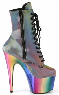 Pleaser Pole Shoes ADORE-1020RC-REFL Rainbow Chrome Ankle Boots 11 Pleaser Pole Shoes ADORE-1020RC-REFL Rainbow Chrome Ankle Boots