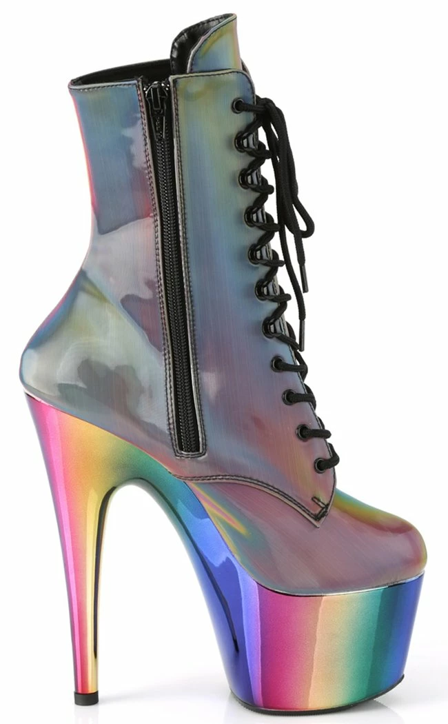 Pleaser Pole Shoes ADORE-1020RC-REFL Rainbow Chrome Ankle Boots 7 Pleaser Pole Shoes ADORE-1020RC-REFL Rainbow Chrome Ankle Boots