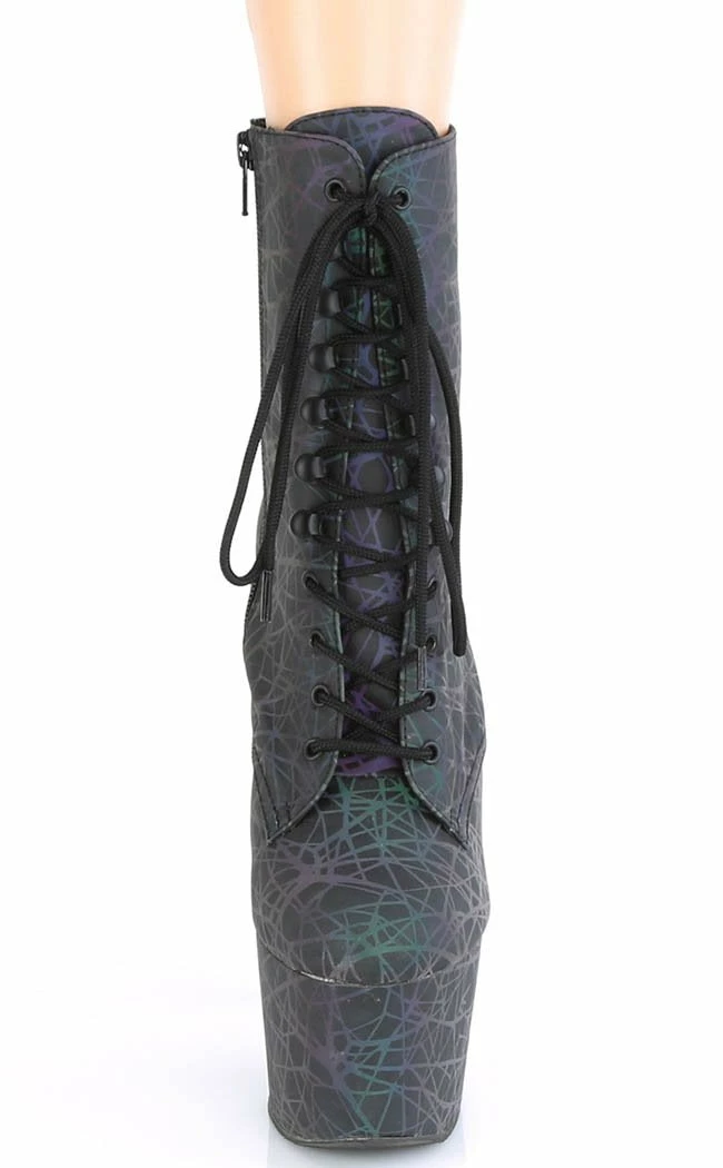 Pleaser ADORE-1020REFL Green & Purple Reflective Web Ankle Boots 4 Pleaser ADORE-1020REFL Green & Purple Reflective Web Ankle Boots