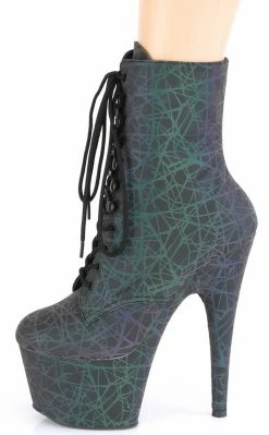 Pleaser ADORE-1020REFL Green & Purple Reflective Web Ankle Boots 9 Pleaser ADORE-1020REFL Green & Purple Reflective Web Ankle Boots