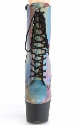 Pleaser ADORE-1020REFL Rainbow Reflective Ankle Boots