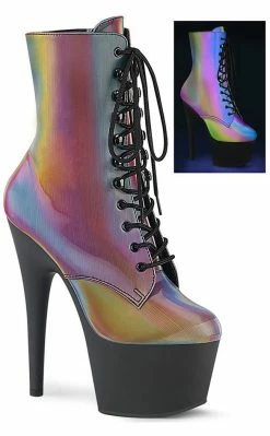Pleaser ADORE-1020REFL Rainbow Reflective Ankle Boots