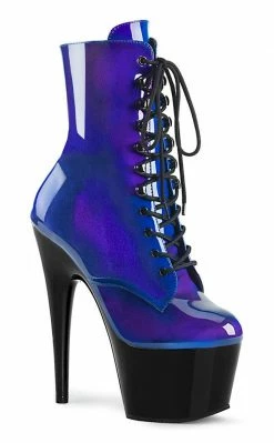 Pleaser ADORE-1020SHG Blue/Purple Hologram Ankle Boots Pole Shoes