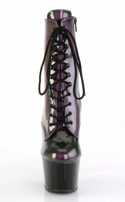 Pleaser ADORE-1020SHG Purple/Olive Hologram Ankle Boots