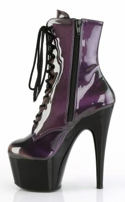 Pleaser ADORE-1020SHG Purple/Olive Hologram Ankle Boots