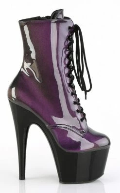 Pleaser ADORE-1020SHG Purple/Olive Hologram Ankle Boots