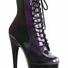 Pleaser ADORE-1020SHG Purple/Olive Hologram Ankle Boots