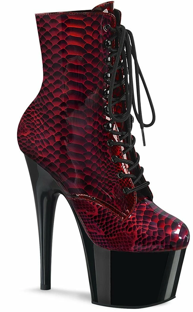 Pleaser ADORE-1020SP Red Snake Print Ankle Boots Pole Shoes 3 Pleaser ADORE-1020SP Red Snake Print Ankle Boots Pole Shoes