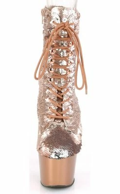 Pleaser Pole Shoes ADORE-1020SQ Rose Gold Flip Sequin Boots