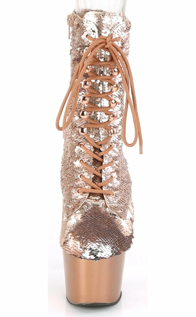 Pleaser Pole Shoes ADORE-1020SQ Rose Gold Flip Sequin Boots 4 Pleaser Pole Shoes ADORE-1020SQ Rose Gold Flip Sequin Boots