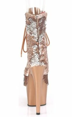 Pleaser Pole Shoes ADORE-1020SQ Rose Gold Flip Sequin Boots 10 Pleaser Pole Shoes ADORE-1020SQ Rose Gold Flip Sequin Boots