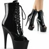 Pleaser ADORE-1021 Black Patent Ankle Boots Pole Shoes