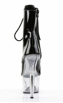 Pleaser Pole Shoes ADORE-1021 Black Patent & Clear Ankle Boots