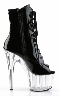 Pleaser Pole Shoes ADORE-1021 Black Patent & Clear Ankle Boots