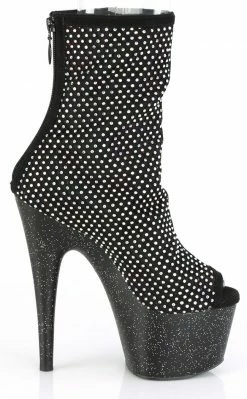 Pleaser ADORE-1031 Black Rhinestone Mesh Booties Pole Shoes