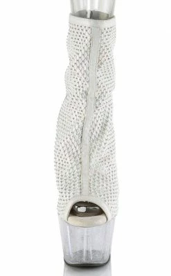 Pleaser ADORE-1031 UV White Glitter Mesh Booties Pole Shoes