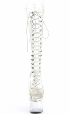 Pleaser Pole Shoes ADORE-2020C Clear Knee High Boots