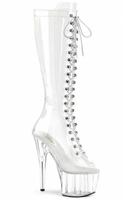 Pleaser ADORE-2021C Clear Knee Length Boots