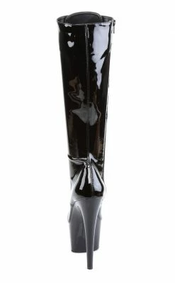 Pleaser ADORE-2023 Blk Str Pat/Blk Knee High Boots Pole Shoes