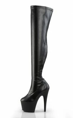 Pleaser ADORE-3000 Black / Black Matte Thigh High Boots