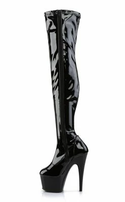 Pleaser Pole Shoes ADORE-3000 Black Patent Thigh High Stretch Boots