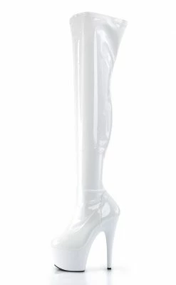 Pleaser ADORE-3000 White Thigh High Boots Pole Shoes