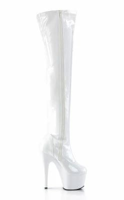 Pleaser ADORE-3000 White Thigh High Boots Pole Shoes