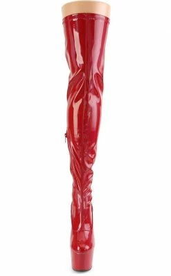 Pleaser ADORE-3000HWR Red Hologram Thigh High Boots Pole Shoes
