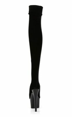 Pleaser Pole Shoes ADORE-3002 Black Velvet Thigh High Boots