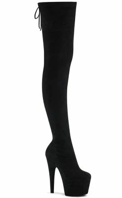Pleaser ADORE-3008 Black Faux Suede Thigh High Boots Pole Shoes
