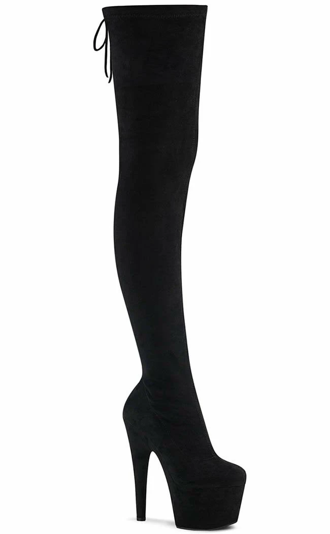 Pleaser ADORE-3008 Black Faux Suede Thigh High Boots Pole Shoes 3 Pleaser ADORE-3008 Black Faux Suede Thigh High Boots Pole Shoes
