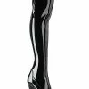 Pleaser ADORE-3011 Black Peep Toe Thigh High Boots