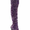 Pleaser ADORE-3020 Purple Sequin Thigh High Boots Pole Shoes