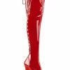 Pleaser ADORE-3063 Red Str Pat/Red Thigh High Boots